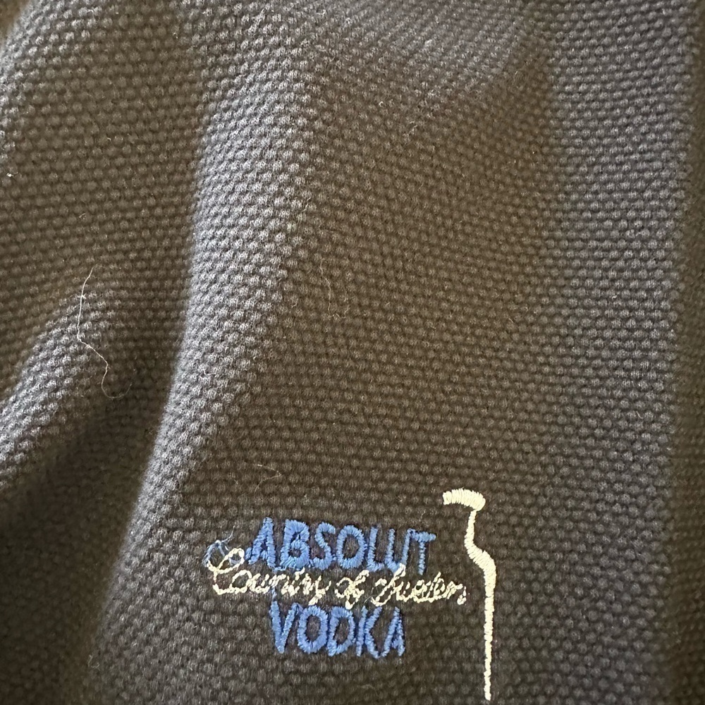 Men’s black absolut Vodka knit polo shirt size L large button pre own as is - Picture 3 of 5